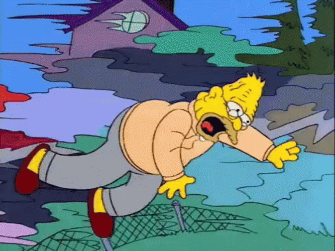 Grandpa Simpson Squealing While Floating In The Air GIF