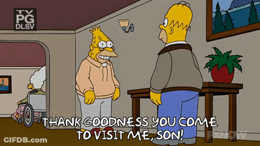 Grandpa Simpson Thankful That Bart Visited Him GIF