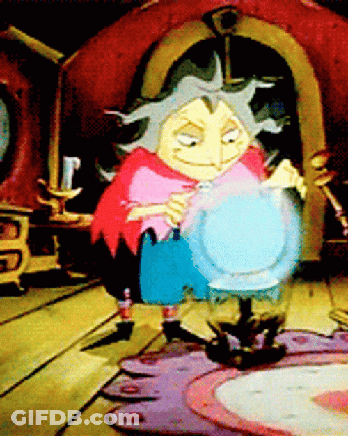 Granny Witch Reading Crystal Ball Addams Family GIF
