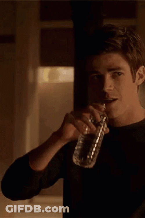 Grant Gustin Flash Drinking Water GIF