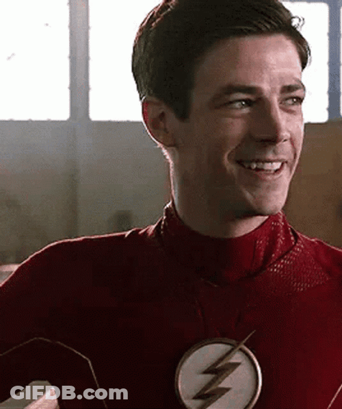 Grant Gustin Flash Smile Look Down GIF