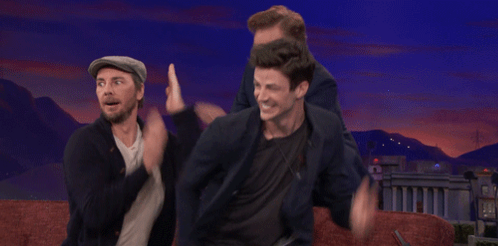 Grant Gustin Running Conan O'Brien GIF