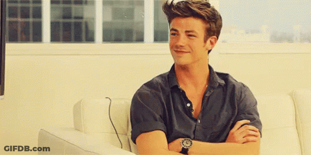 Grant Gustin Smile Raise Eyebrows GIF