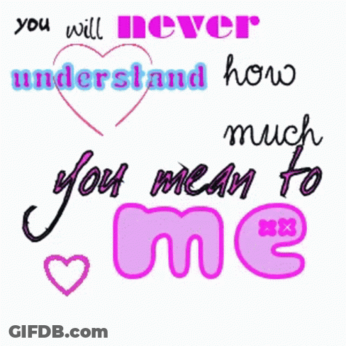 Graphic Saying You Will Never Understand How Much You Mean To Me GIF