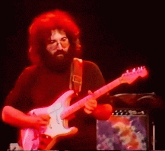 Grateful Dead Jerry Garcia Under Red Light GIF
