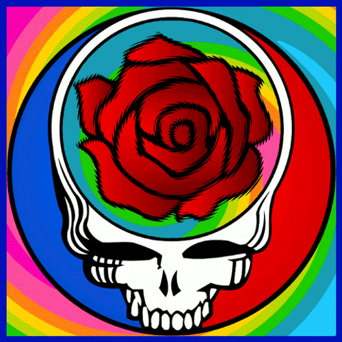 Grateful Dead Skull With Spinning Rose GIF