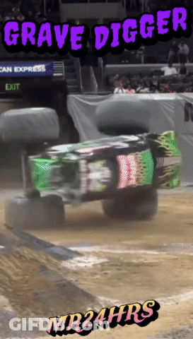 Grave Digger Mr24hrs Green Monster Truck Poster GIF