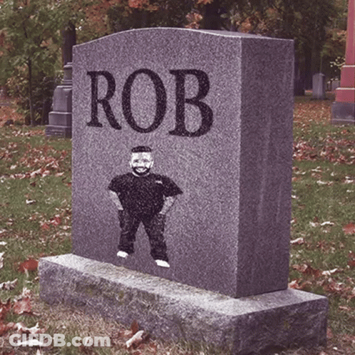 Gravestone For Rob With Man's Photo GIF