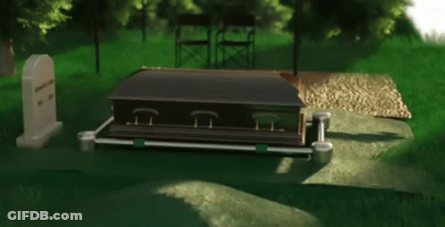 Gravestone With Skull And Bats GIF