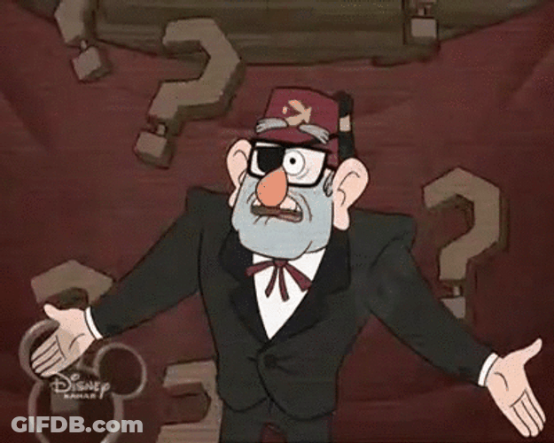 Gravity Falls Grunkle Stan Many Question Mark Falling GIF