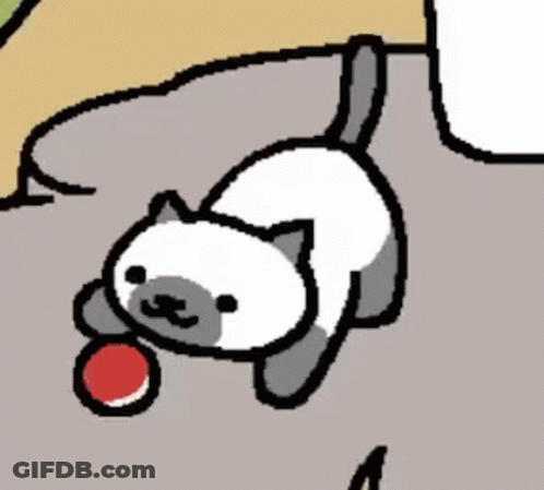 Gray And White Cat Playing With Red Ball GIF