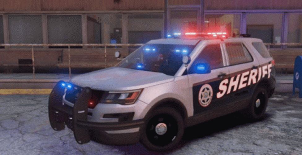 Gray Animated Police Car Sheriff GIF
