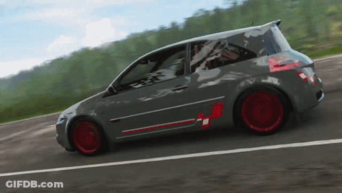 Gray Car With Red Wheels Driving GIF
