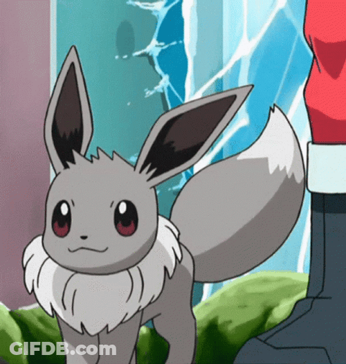 Gray Eevee Smiles Evolutions GIF