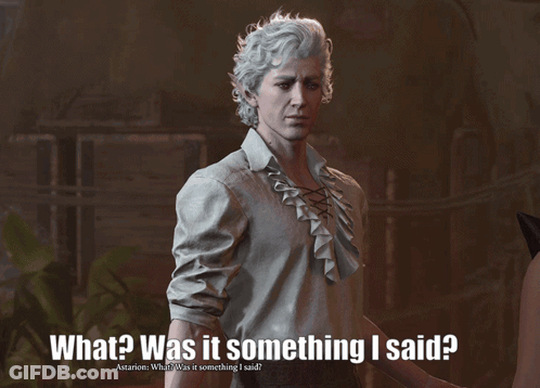 Gray Hair Man In White Shirt Says What Was It Something I Said GIF
