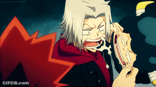Gray-Haired Man Making Funny Face, Another Man Watching GIF