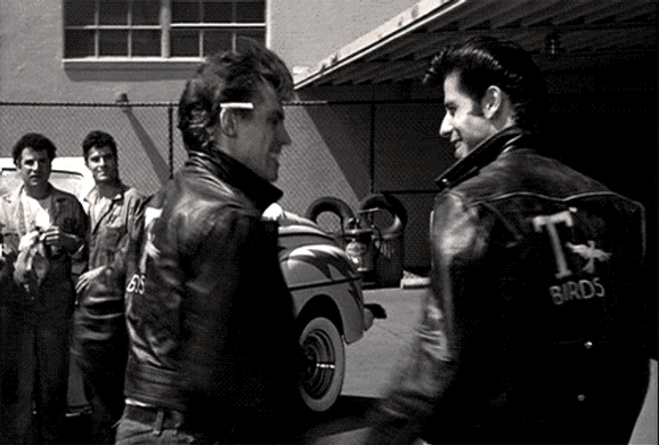 Grease Danny And Kenickie Hug GIF
