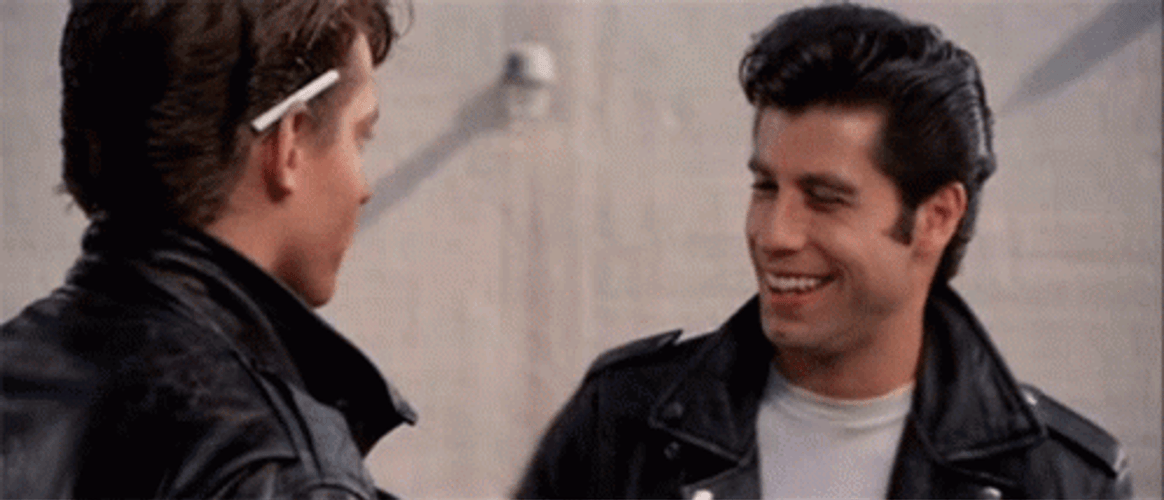 Grease Danny And Kenickie Laughing GIF