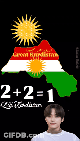 Great Kurdistan Map Poster Man Giving Peace Sign GIF