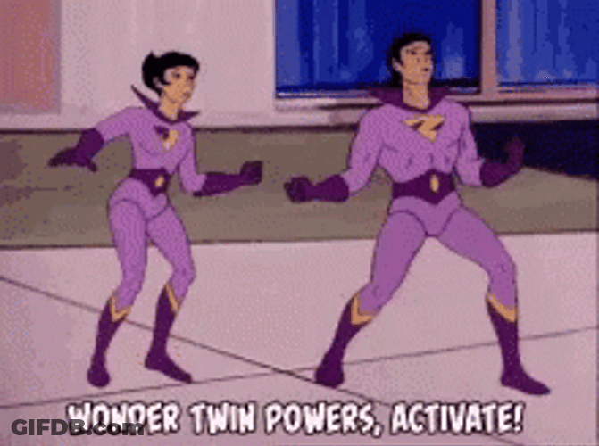 Great Minds Think Alike Classic Wonder Twins GIF