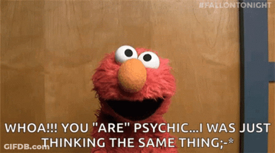 Great Minds Think Alike Surprised Elmo GIF