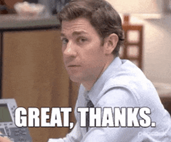 Great, Thanks Jim Halpert GIF