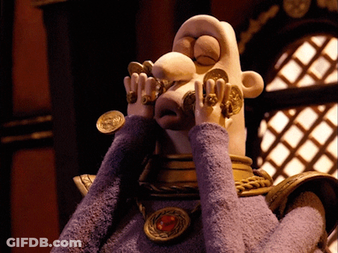 Greedy Lord Nooth Massage Face With Gold Coins GIF
