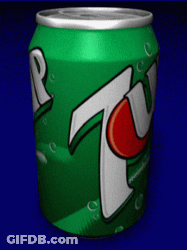 Green 7 Up Can With Silver Lid GIF