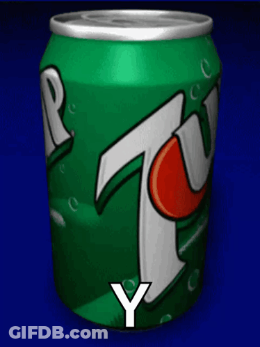 Green 7 Up Can With White Y GIF