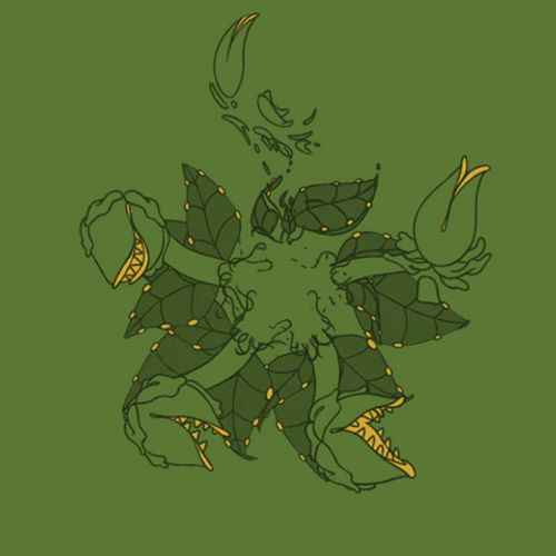 Green Aesthetic Alien Flowers Art GIF