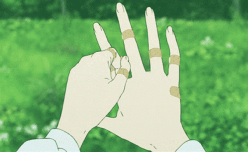 Green Aesthetic Anime Bandaged Hands GIF