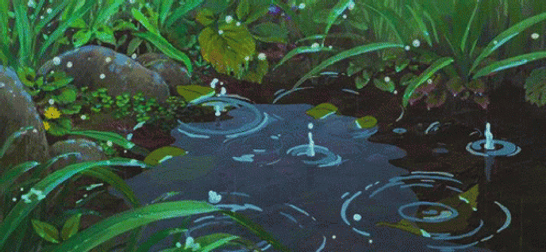 Green Aesthetic Anime Rain Puddle GIF