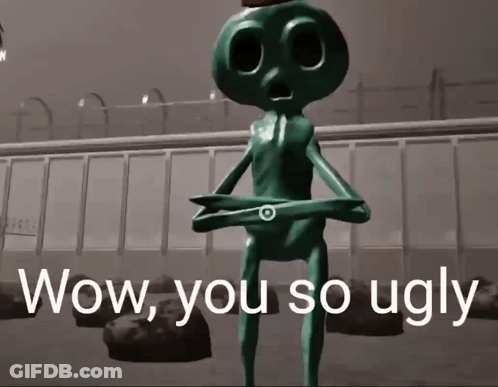 Green Alien Saying Wow You So Ugly GIF