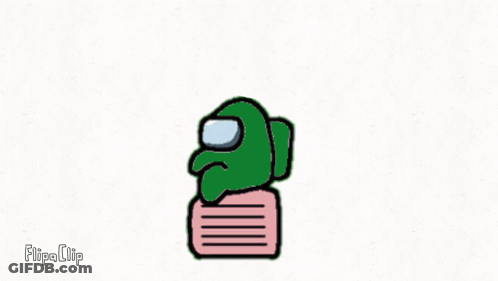 Green Among Us Character On Couch With Pink Pillow GIF