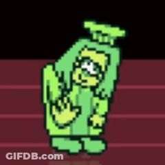 Green Among Us Character With Brown Hat GIF