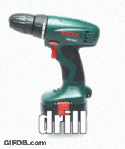 Green And Black Cordless Drill With Word Drill GIF