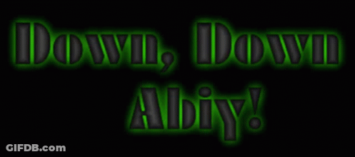 Green And Black Sign Saying Down Down Aby GIF