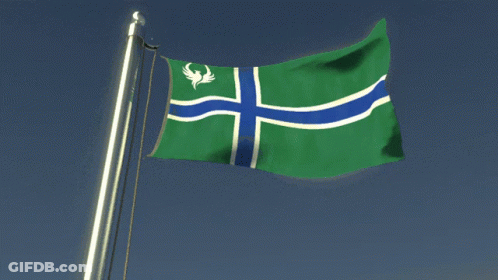 Green And Blue Flag With White Cross And Bird GIF