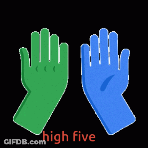 Green And Blue Hands High Five GIF