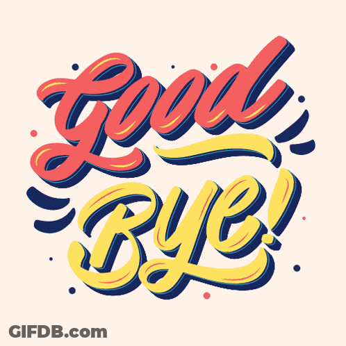 Green And Blue Lettering That Says Good Bye On A White Background GIF