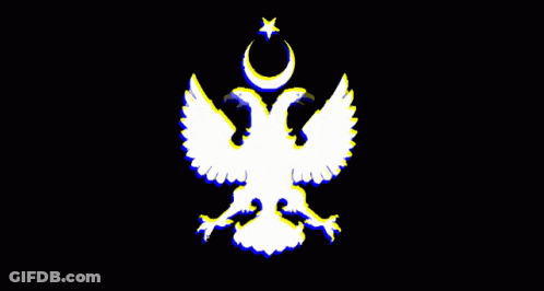 Green And Pink Eagle With Crescent Moon GIF
