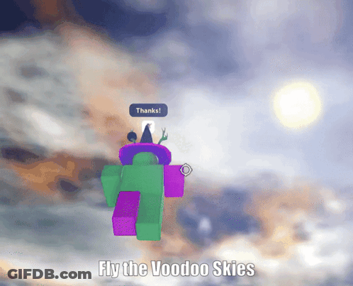 Green And Purple Flying Figure Fly Voodoo Skies GIF