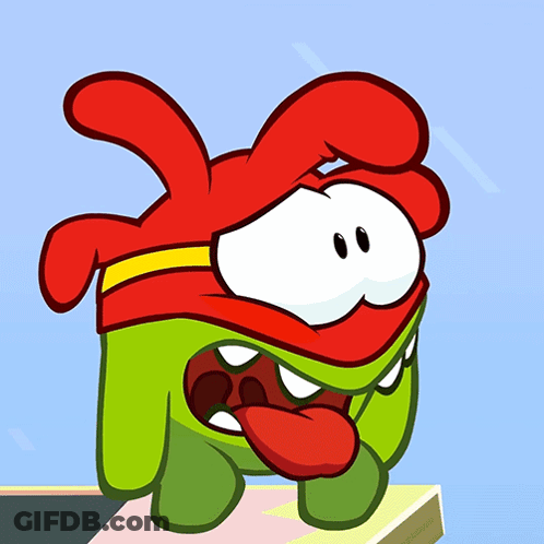 Green And Red Cartoon Character With Yellow Ribbon GIF