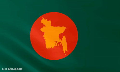 Green And Red Flag With Map Of Bangladesh GIF