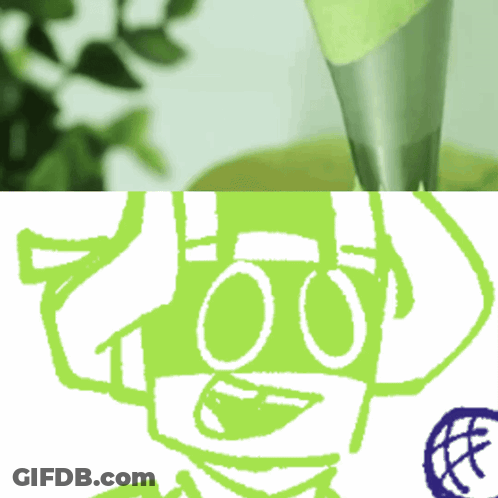 Green And White Cartoon With 100 On Face GIF