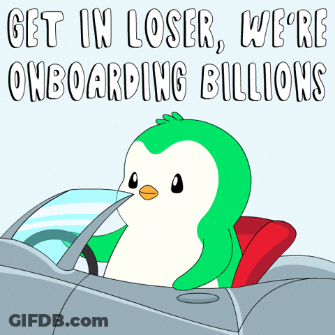 Green And White Penguin Driving Car Get In Loser We Are Onboarding Billions GIF
