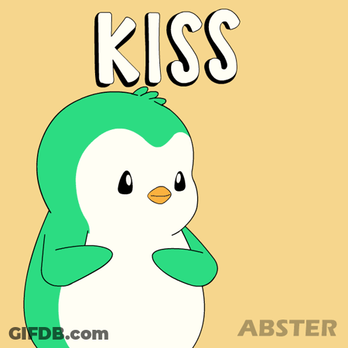 Green And White Penguin Kiss GIF