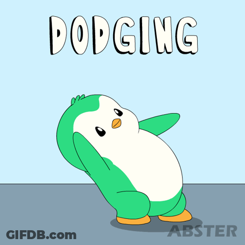 Green And White Penguin Saying Dodging GIF