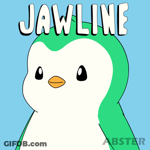 Green And White Penguin Saying Jawline GIF