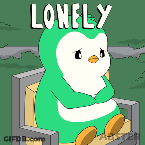 Green And White Penguin Sitting Lonely GIF